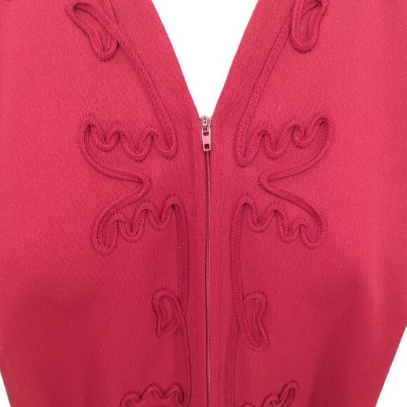 Vintage Handmade Zip Front Belted Embroidered Short Sleeve Mod Dress Size XL? - Picture 5 of 12